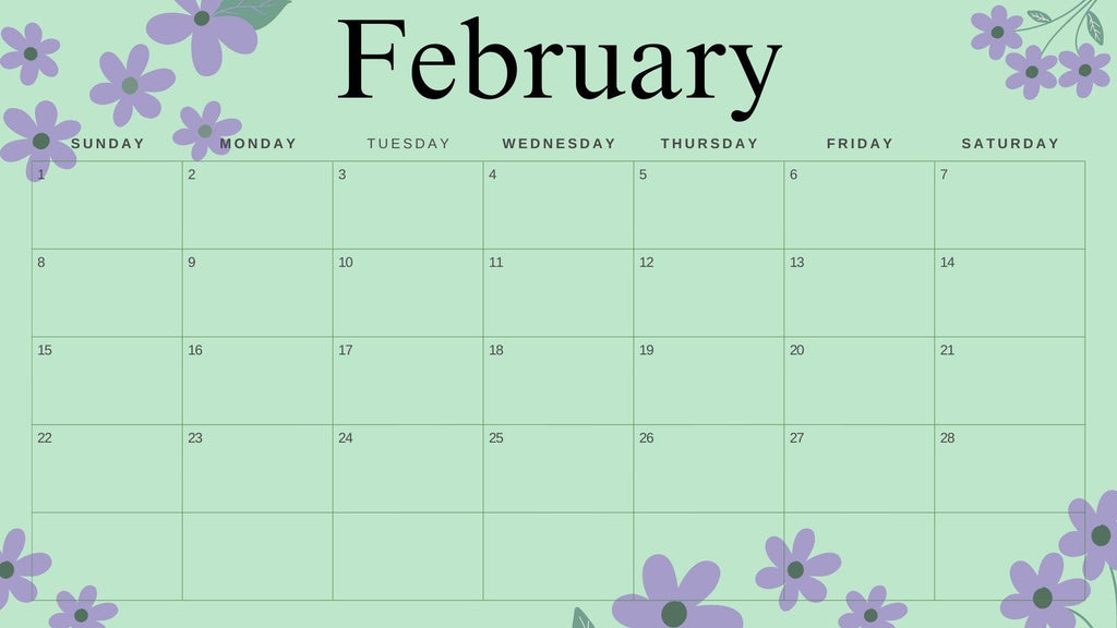 2026 Mint Floral Calendar Printable